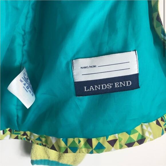 Lands end girls green and blue geometric print winter jacket - Picture 2 of 11